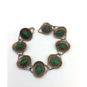 Sterling Denmark Bracelet Green Stone 925S